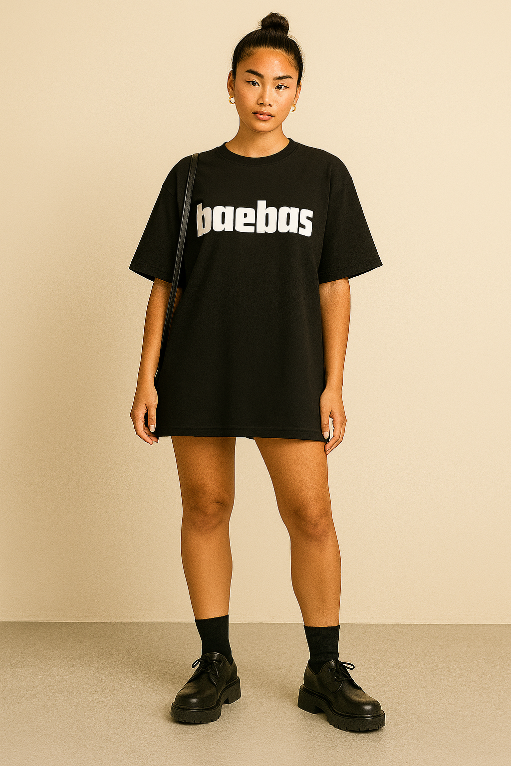 Oversized Baebas Black T-Shirt for Women