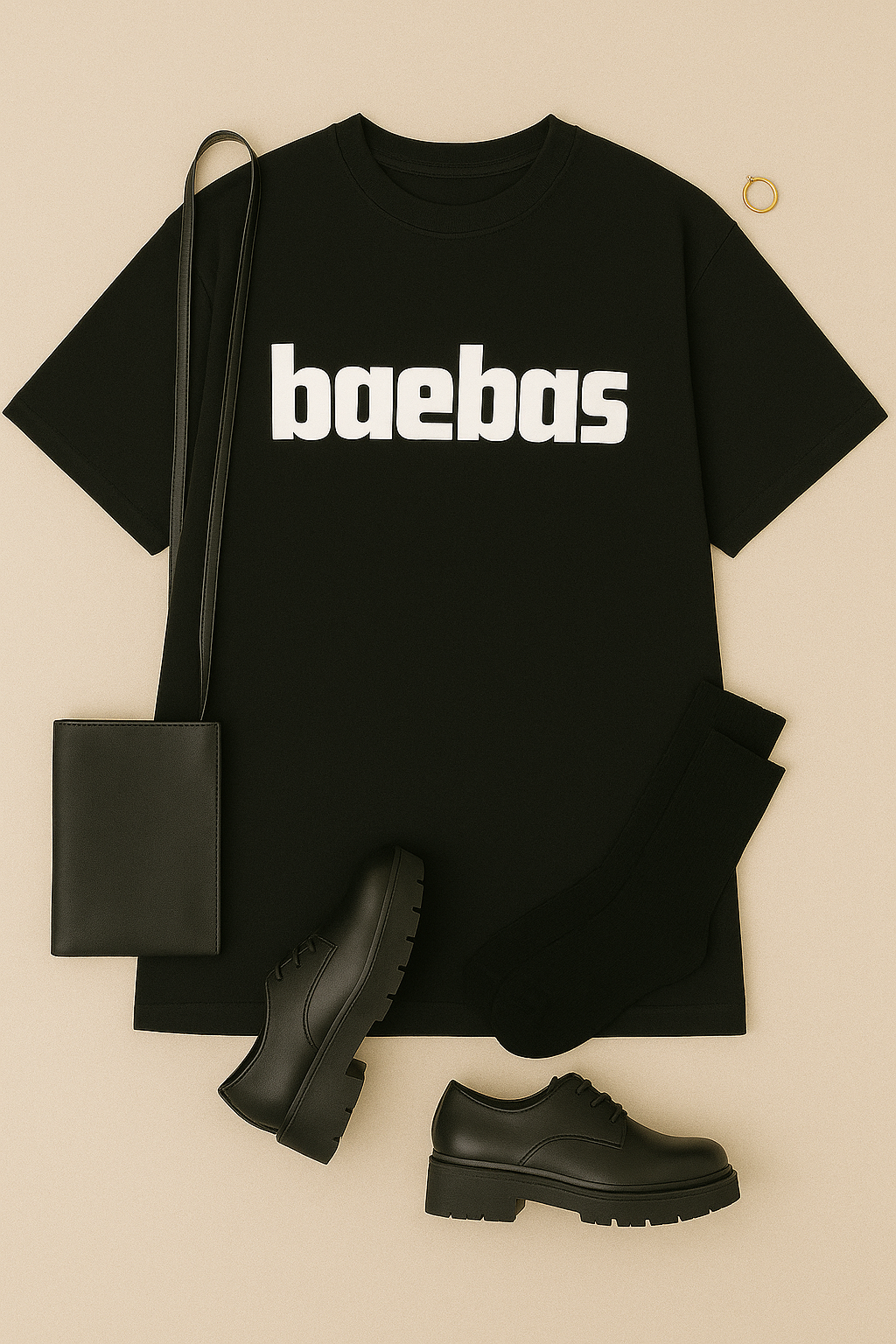 Oversized Baebas Black T-Shirt for Women